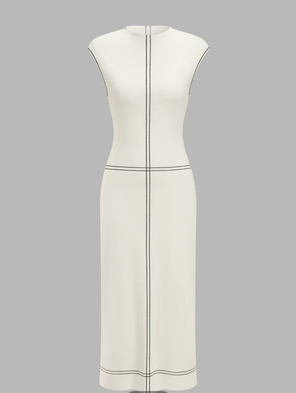 Commense Cream Maxi Dress with Black Stitching
